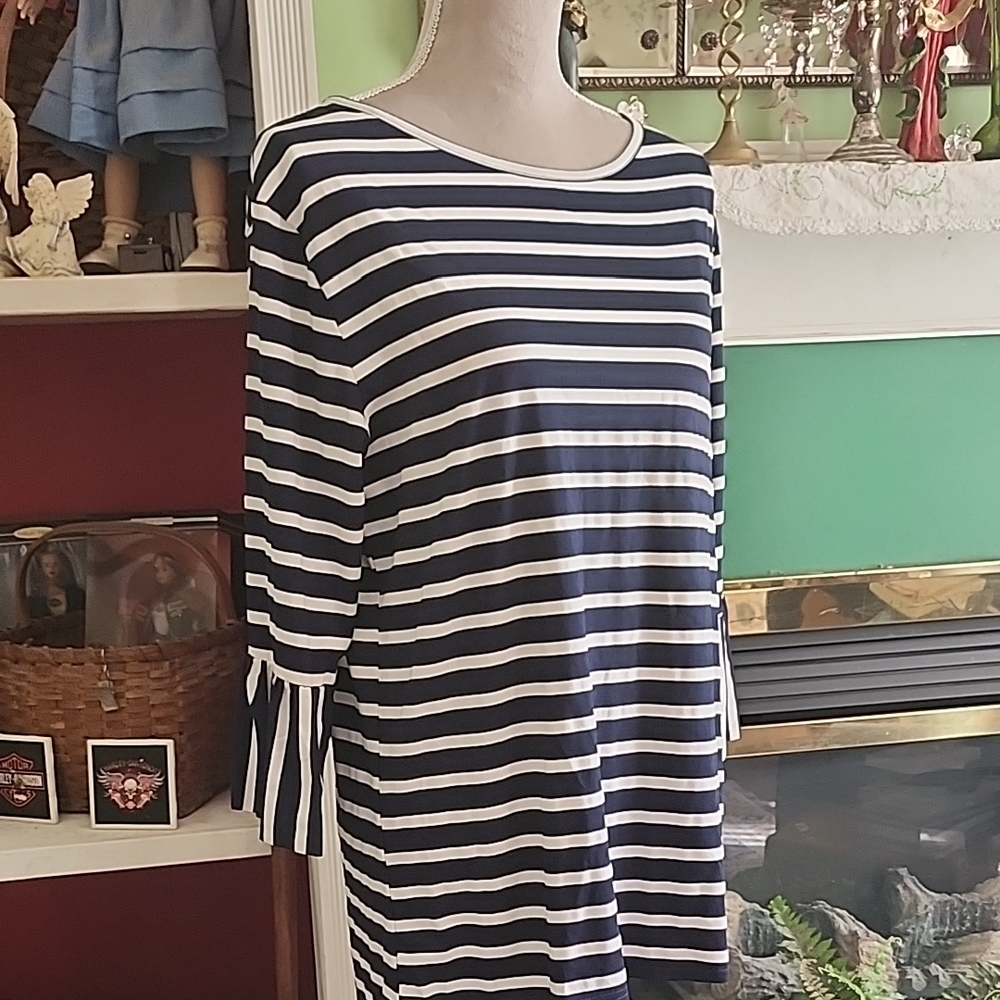 Navy Blue And White Stripped Top